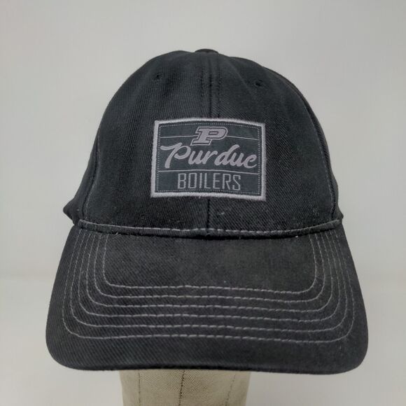 Purdue Boilermakers Men's Slideback Hat Black Adjustable Embroidered Patch Logo - Picture 3 of 10